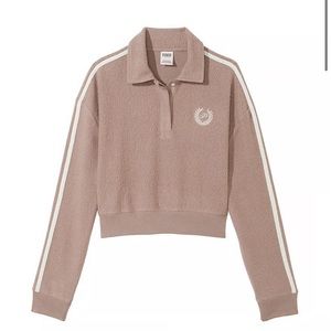 PINK
REVERSE FLEECE CROPPED POLO SWEATSHIRT